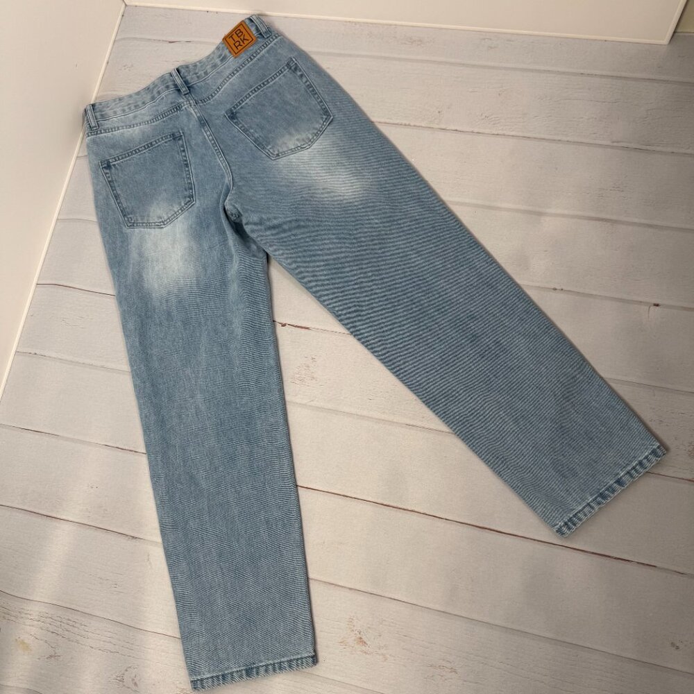 Torn By Ronny Kobo Mariah Jeans Rhinestone Cutout Straight Leg Denim 27/4 - Picture 3 of 8